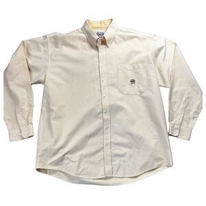 Cinch long sleeve pale yellow and white striped  shirt size xl